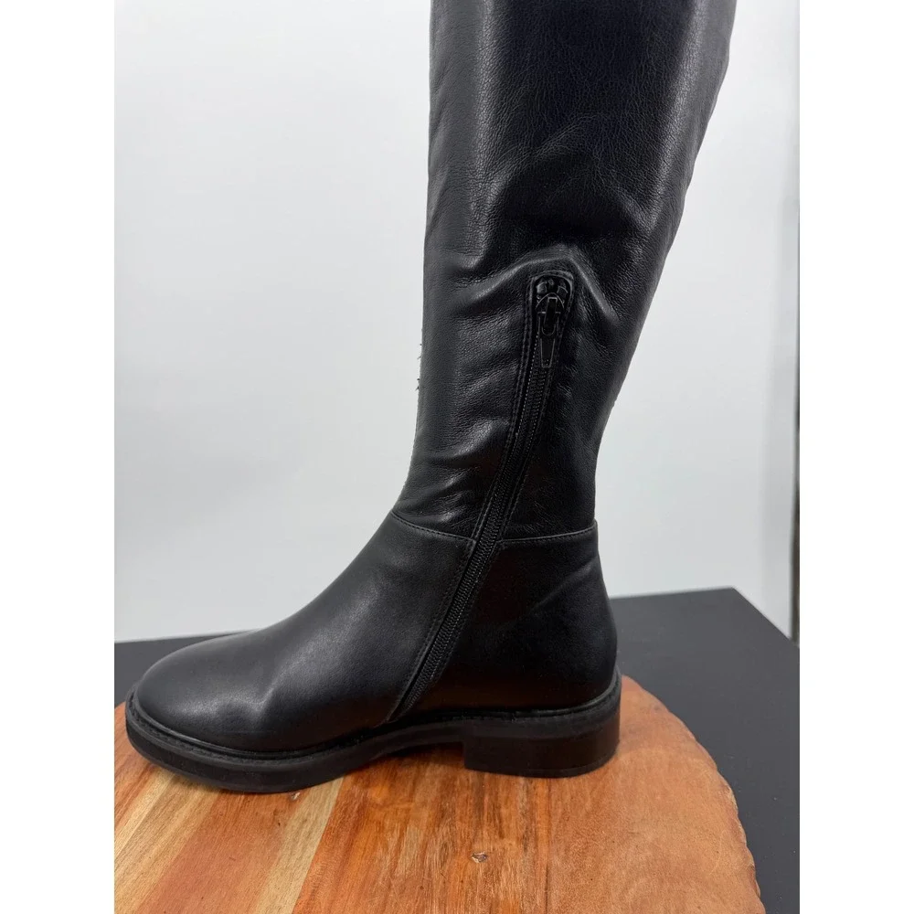 Steve madden Larz Over The Knee Boots Women 7M Black Faux Leather Stretch OTK